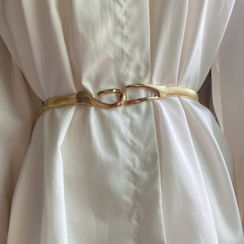 Fivela elástica cinto fino vestido decorativo feminino nicho na moda combinando saia camisa cintura elástica corrente si