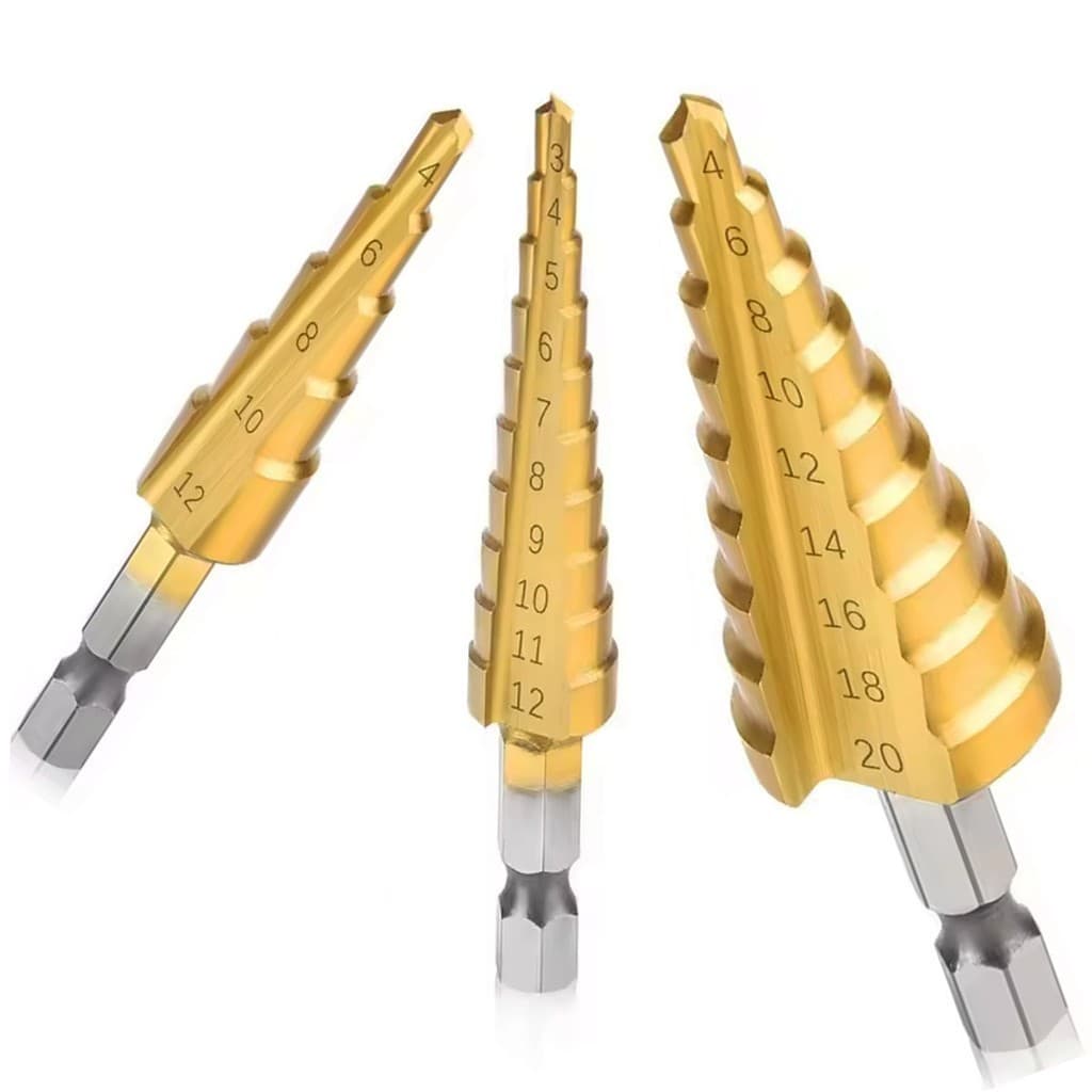 Brocas Escalonada kit 3 un Titânio 3-12 4-12 -20mm Jogo Broca Hexagonais Cônicas Bits Métricos Cônicos