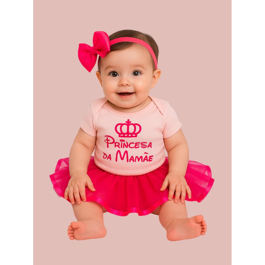 Body Infantil Temático Princesa da Mamãe Fantasia Bebe Promoção