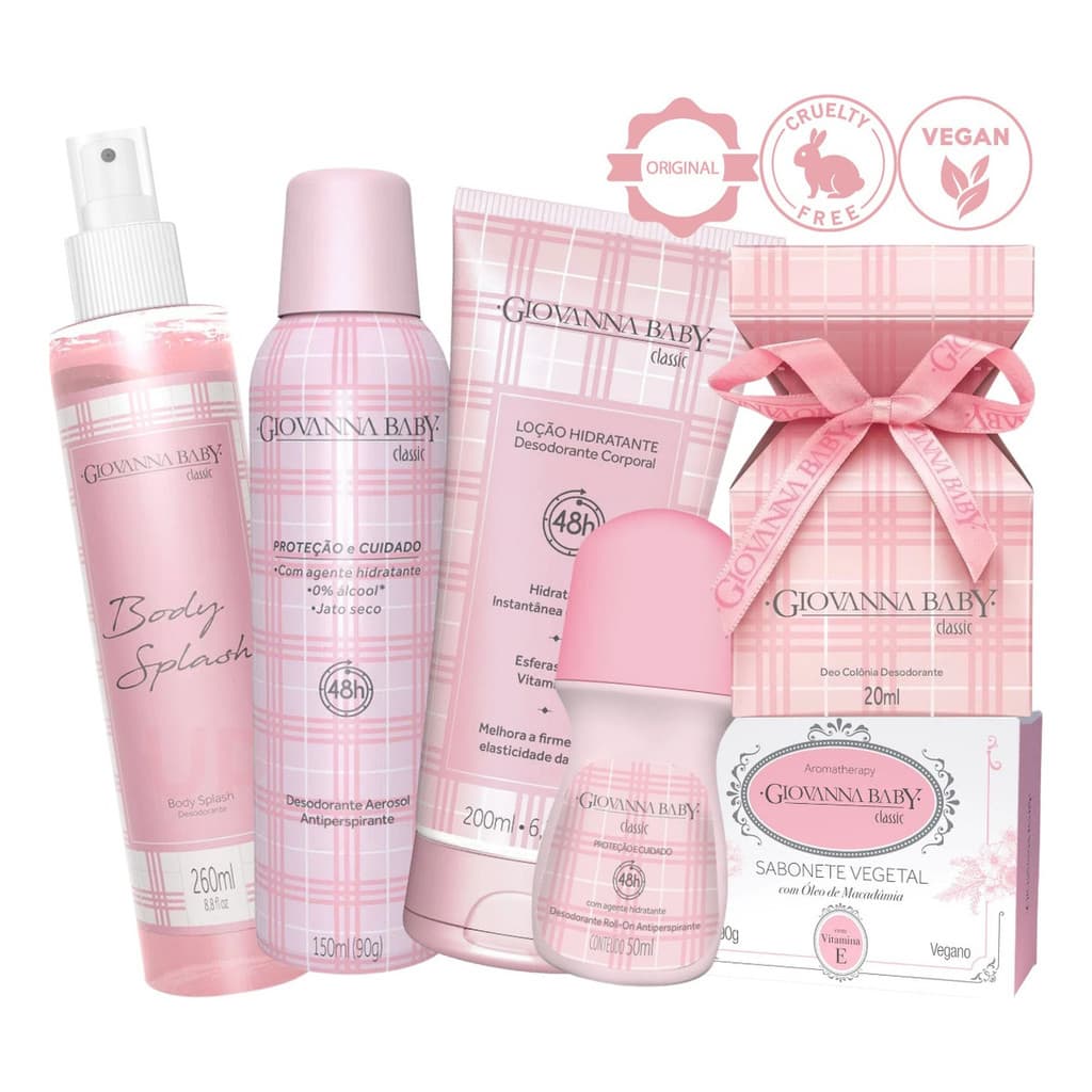 Giovanna Baby Classic Body Splash, Deo Colonia, Hidratante, Desodorante, Roll-on E Sabonete