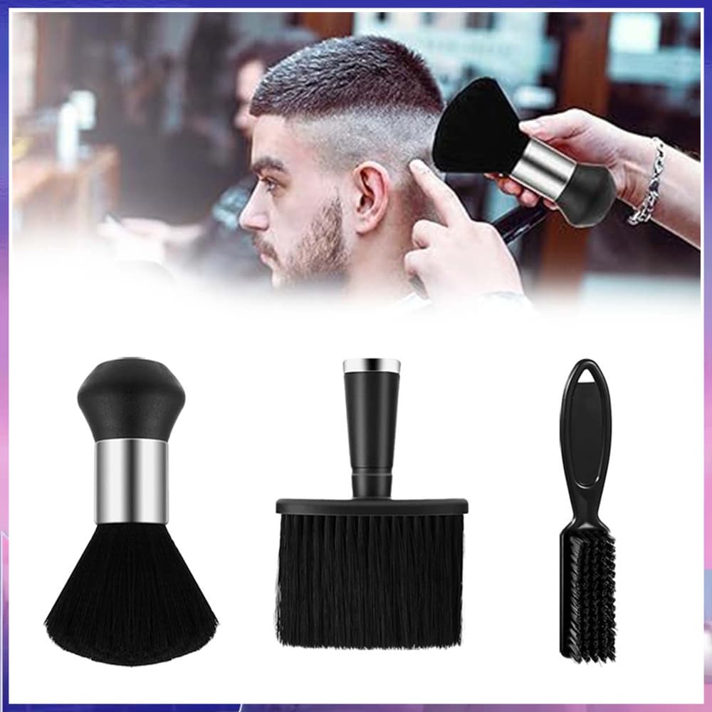 Kit de ferramentas de barbeiro conjunto de escova desbotada escova de estilo de barba, coletor de poeira de pescoço