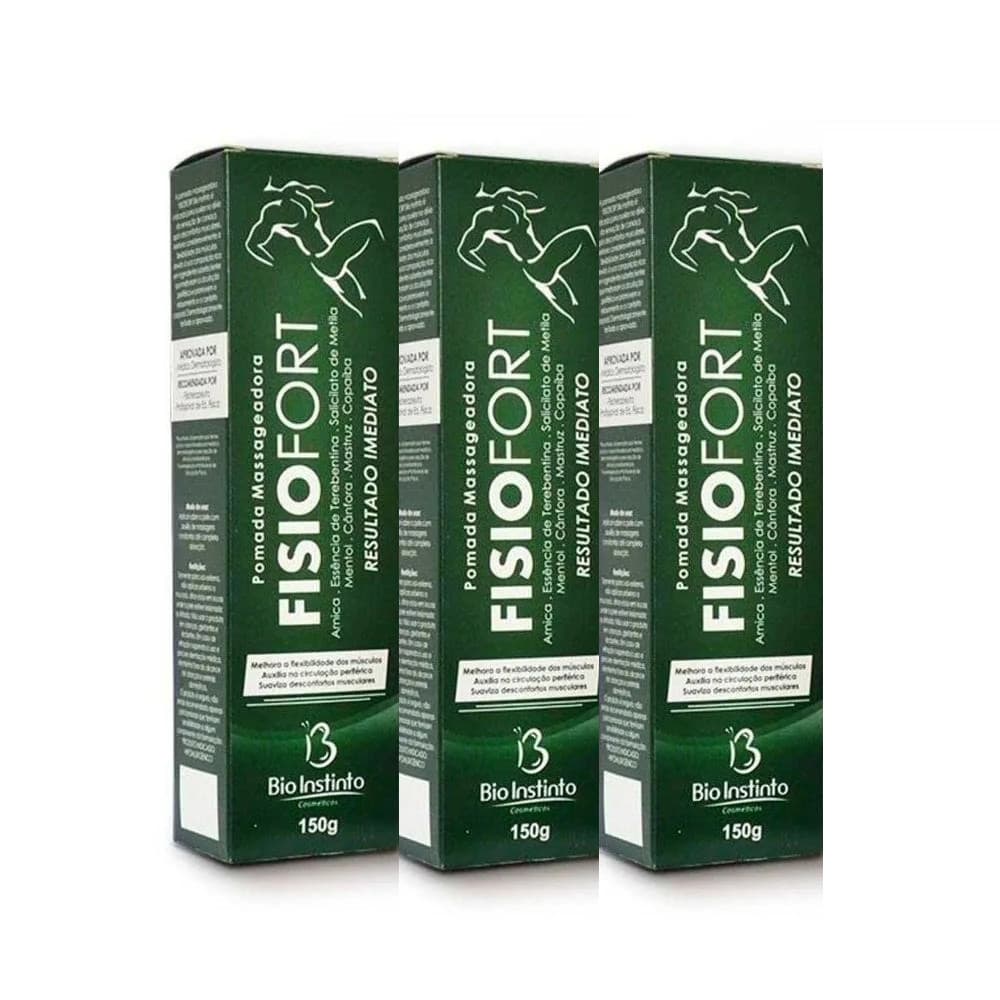 Kit C/3 Pomada Fisiofort 150g Bio Instinto Relaxamento e Alívio Muscular