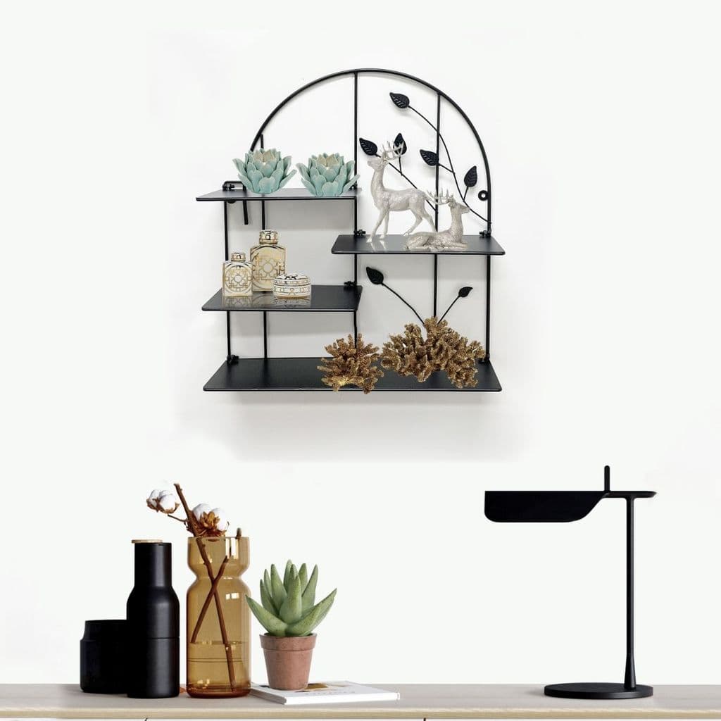 Prateleira Metal 4 Prat. Dobravel Folhas STEEL 401044 Multivisao nicho em ferro com 4 prateleiras, prateleira decorativa