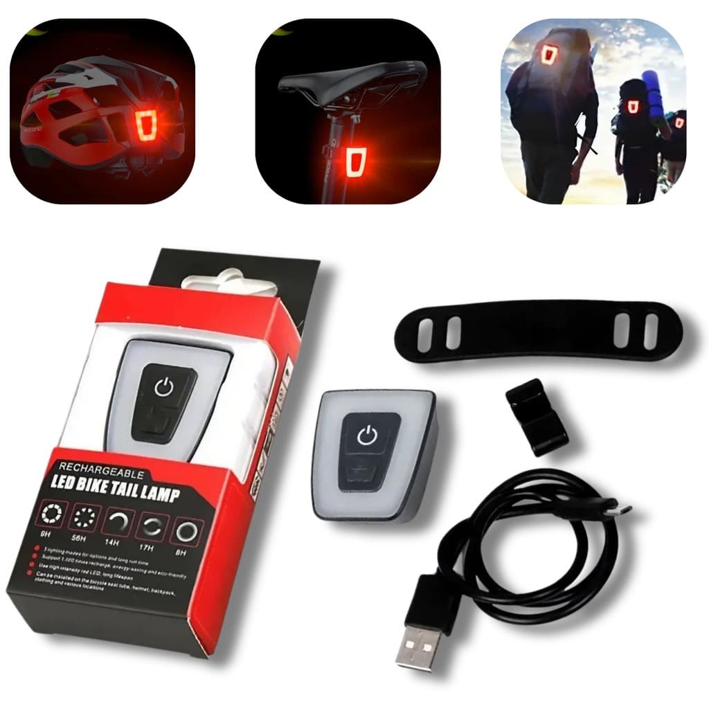 Lanterna Luz Traseira De Bicicleta Bike Sinalizador Recarregável Usb