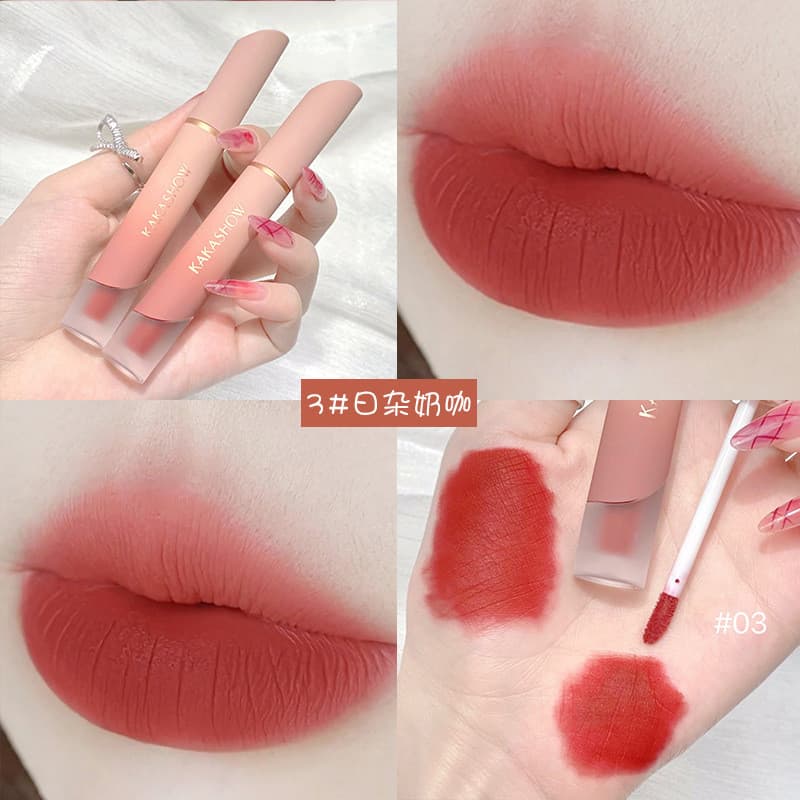 Batom Matte Aveludado em 6 Cores, Longa Duração, Sem Desbotamento, À Prova D'Água, Tintura para Lábios, Cosméticos Femin