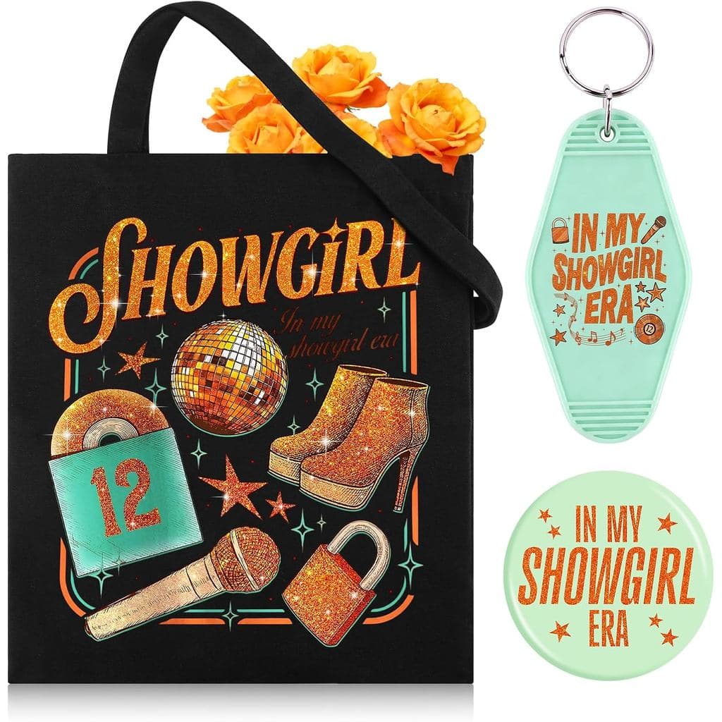 Bolsa de Lona Preta Estilo Showgirl com Chaveiro e Botões Decorativos, Sacola Reutilizável para Compras, Presentes de Na