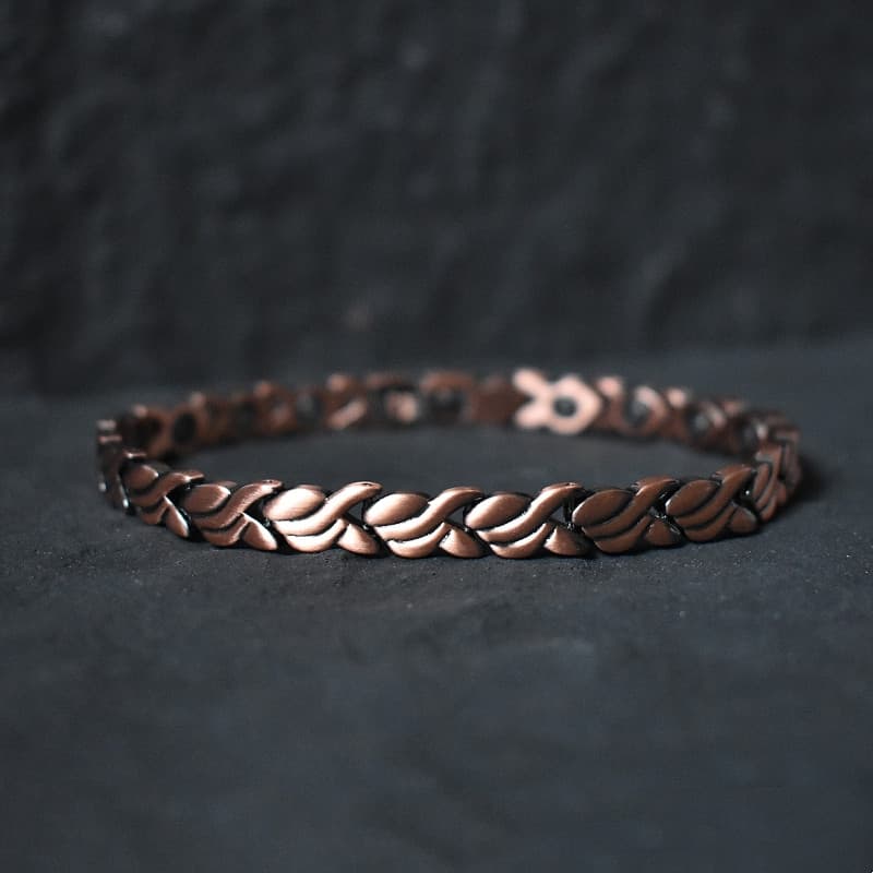 Pulseira magnética para aliviar a dor da artrite – corrente retrô de cobre puro 6.5 mm, joias de energia saudável Mul DG