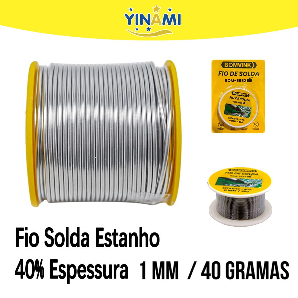 Fio Solda Estanho 40% Espessura 1mm com 40g eletronicos,soldogem de aparelhoseletricos simplos