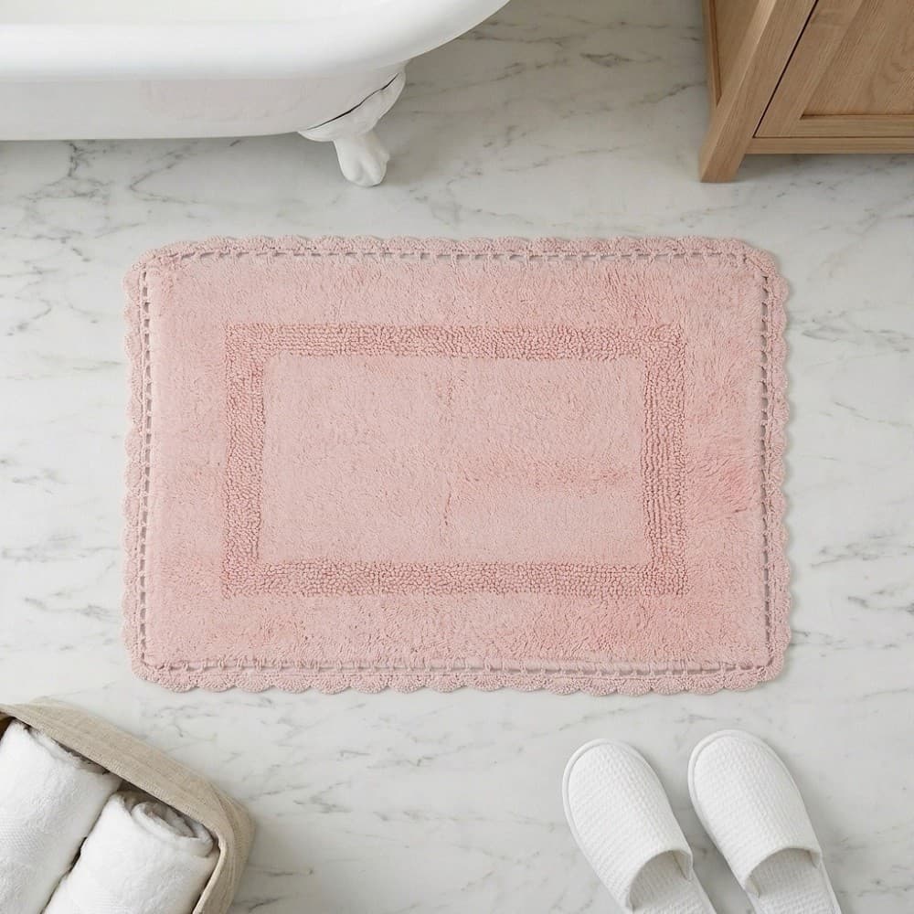 Tapete Banheiro Kacyumara Decorativo Tipo Piso Atoalhado 100% Algodão Crochê Retangular 50 x 70 cm
