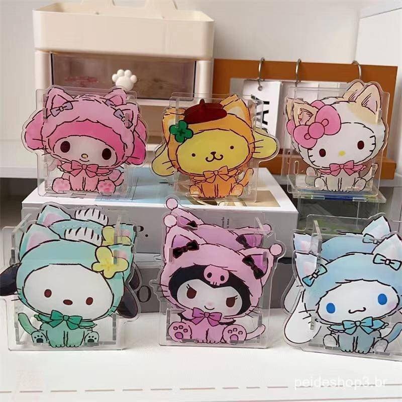 2023 Sanrio Cinnamoroll Mymelody Kuromi Pochacco Pompom Purin Porta-Caneta Acrílico Papelaria Caixa Organizador De Escri