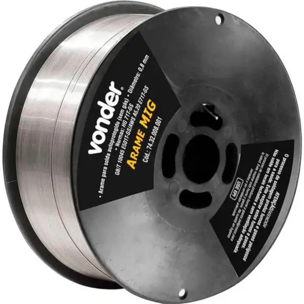 Arame solda mig 0,8 mm 1 kilo para uso sem gás Vonder