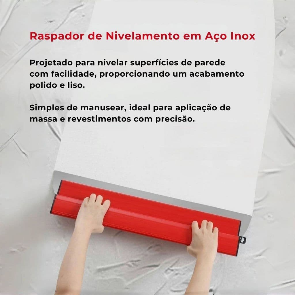 Desempenadeira Aço Inox Profissional 25cm 40cm 60cm com Lâmina Substituível para Massa Corrida, Alta Durabilidade, Acaba