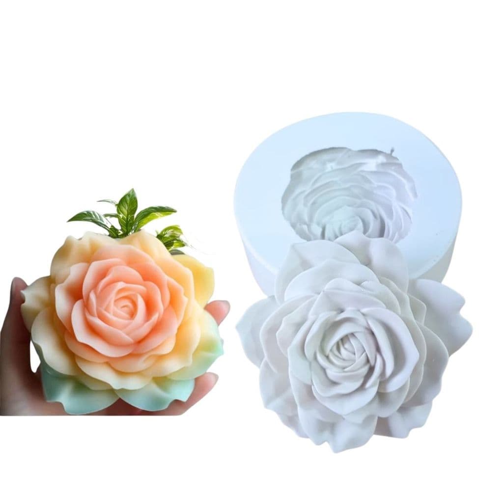 Molde Silicone Rosa Flor 3d Vela Sabonete Confeitaria Resina