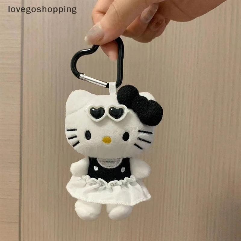 [lovego] Kawaii Vestido Preto Hello Kitty Brinquedo De Pelúcia Desenhos Animados Sanrio Pingente Macio Boneca Chaveiro D