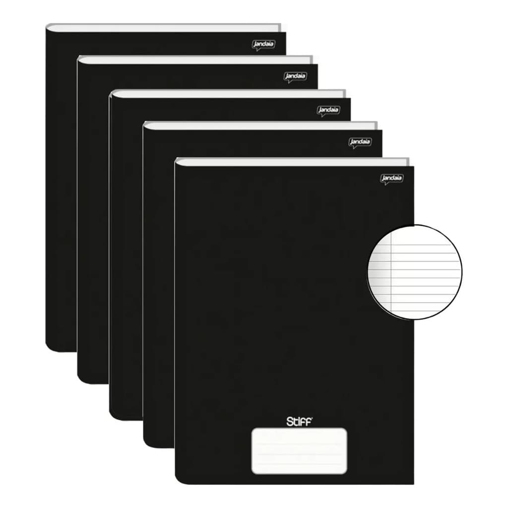 Kit Volta As Aulas 5 Cadernos Brochurão Com 96 Folhas Stiff Preto - Jandaia