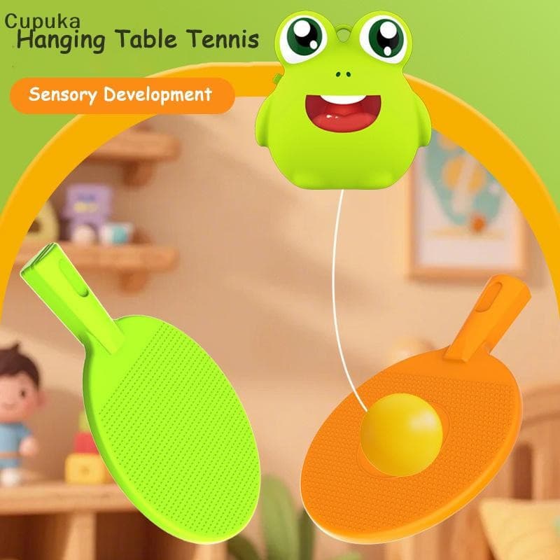 Cupuka Pendurado Treinador De Tênis De Mesa , Pai-Filho Interativo Indoor Mão-Olho Coordenação Raquete Habilidade Brinqu