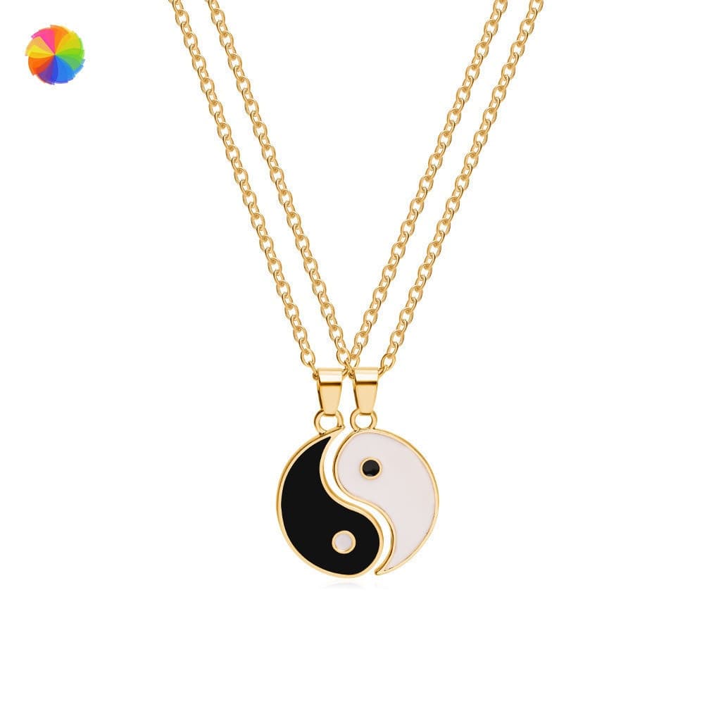 2pcs Conjunto de Colar com Pingente Tai Chi Bagua Yin Yang para Casal ou Amigos YUE