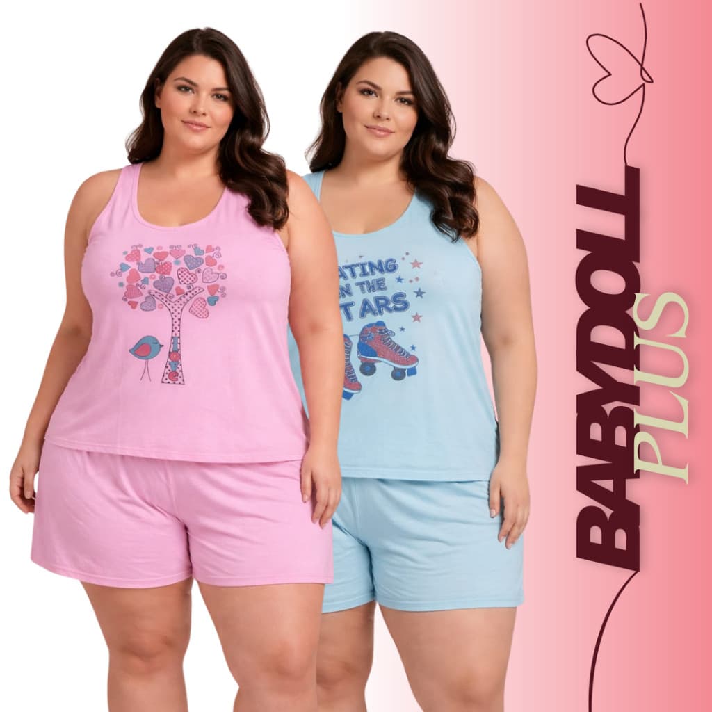 Babydoll Plus Size, Pijama Feminino plus size G1 G2 G3 Verão Dormir Conforto Novidade