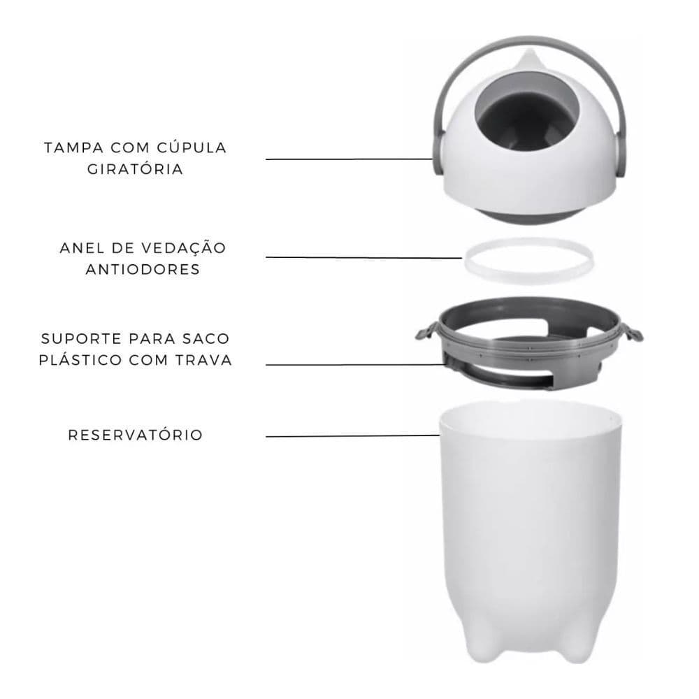 Lixeira Mágica de Fralda Antiodor - Higiene Prática Compacta vc