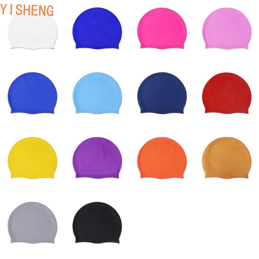 YISHENG Toucas De Natação De Silicone Grandes , Cor Sólida , À Prova D'água , Protegem As Orelhas , Cabelos Longos ,