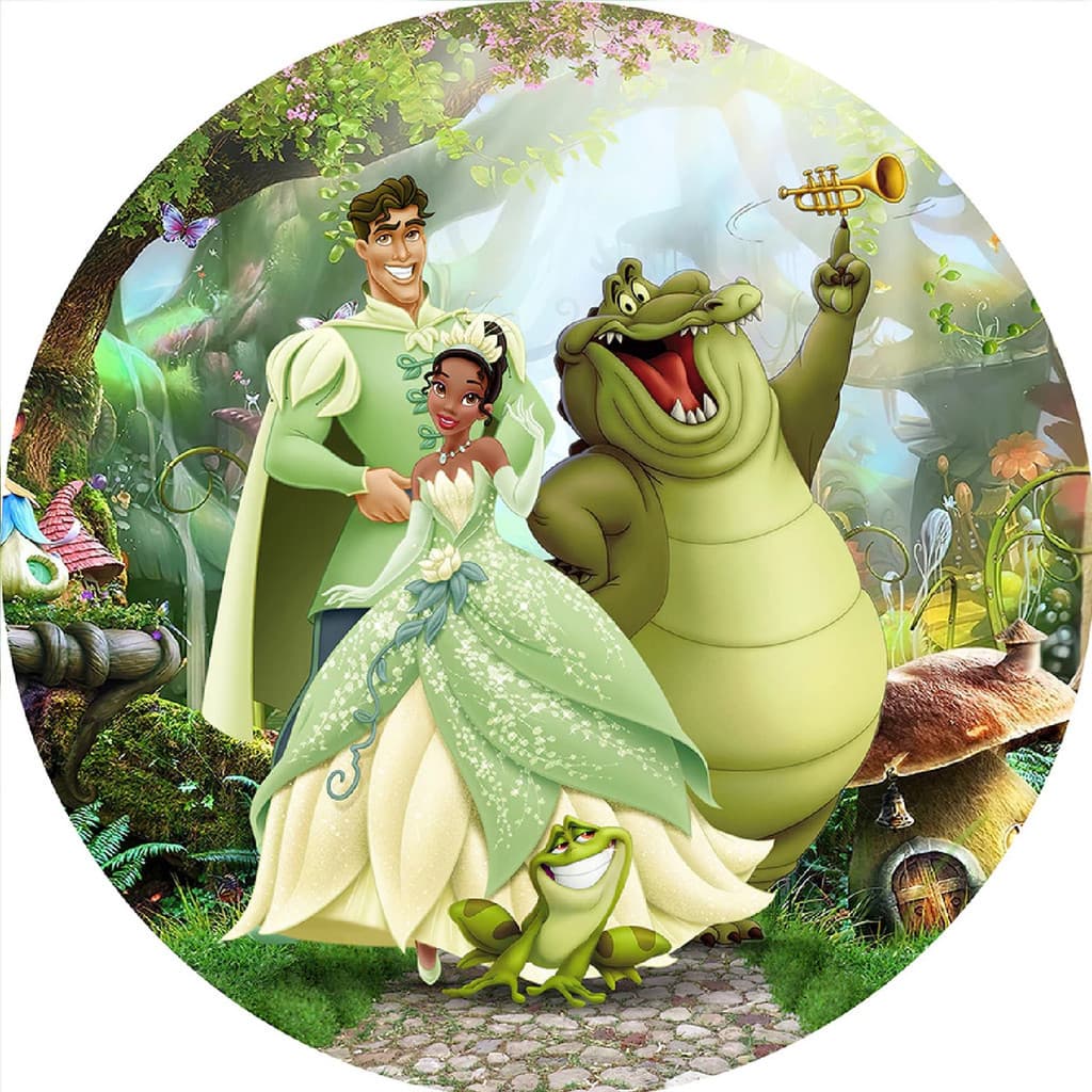 Painel Redondo 50x50 Princesa Tiana E O Sapo Com Elastico