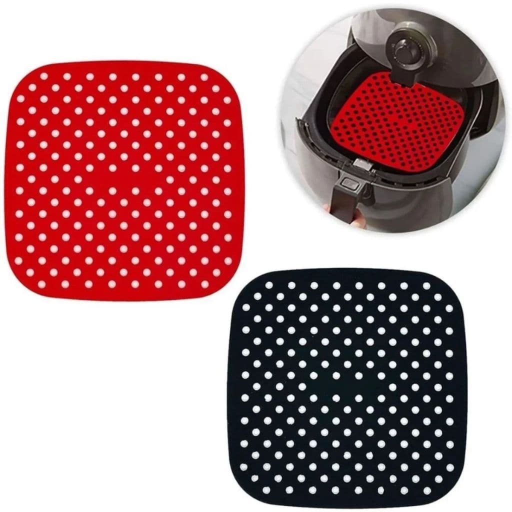 Kit 2 Forro Tapete 19cm em Silicone Para Air Fryer Fritadeira Elétrica QUADRADO Multiuso Universal