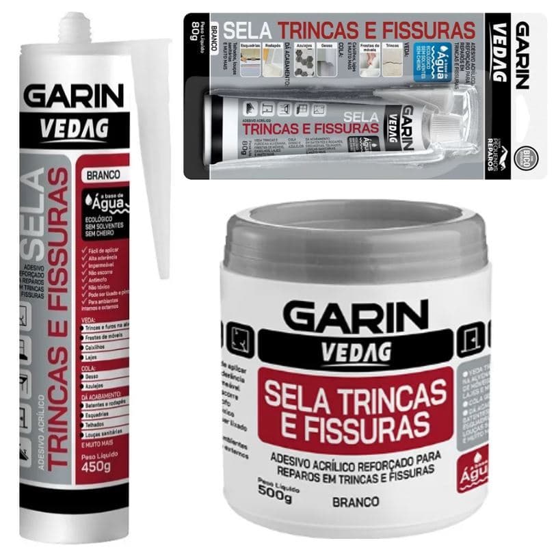Sela Trincas e Fissuras Grain Branco - Uso em Trincas, Paredes, Tetos, Telhados, Cola Gesso, Rodapé, Alvenaria, Reformas