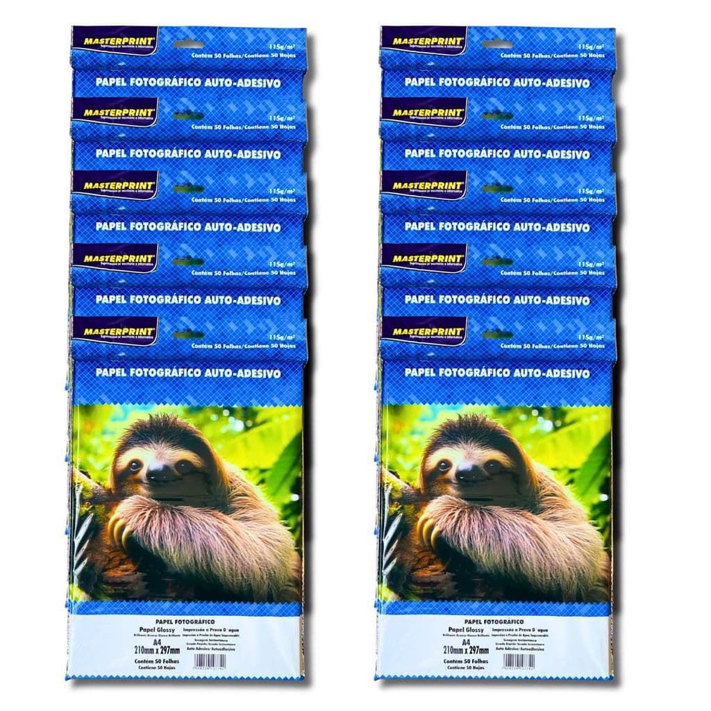 Kit Papel Fotográfico Auto-Adesivo A4 115g MASTERPRINT 500F