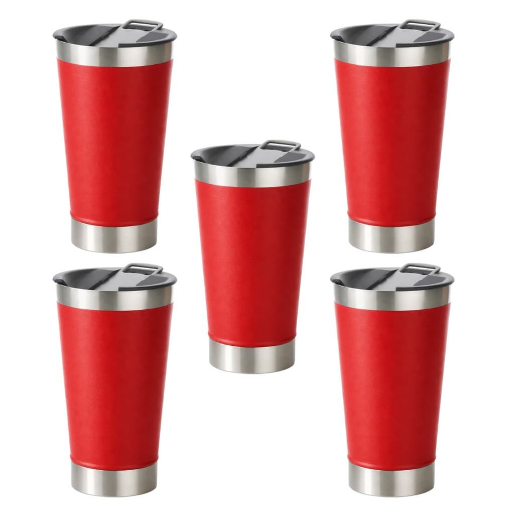 Kit 5 Copos Termicos Inox 473ml com Tampa Hermetica e Abridor de Garrafas