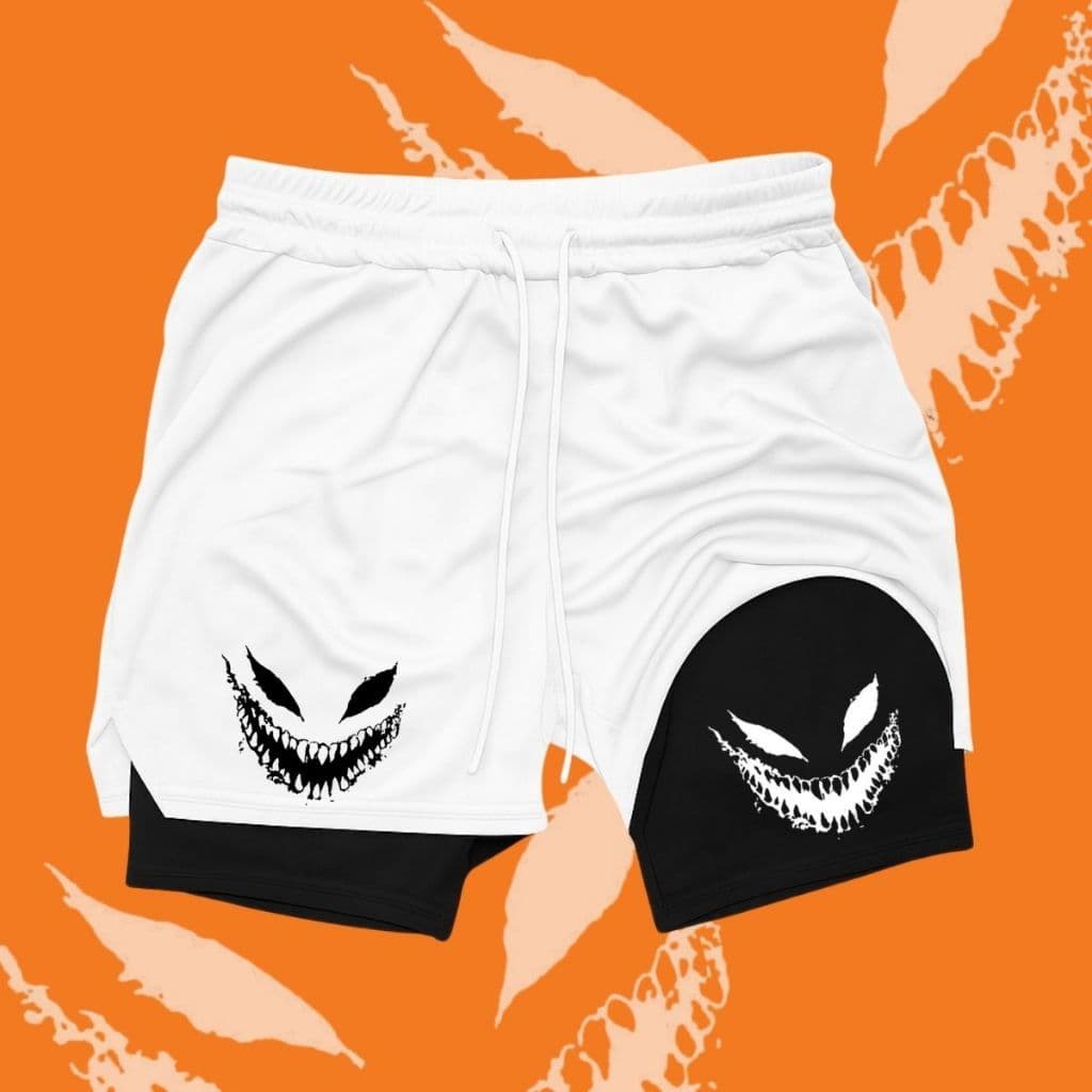 Bermuda Short 2 Em 1 Treino Anime Simbolo Masculino Estampado Academia Fitness Corrida