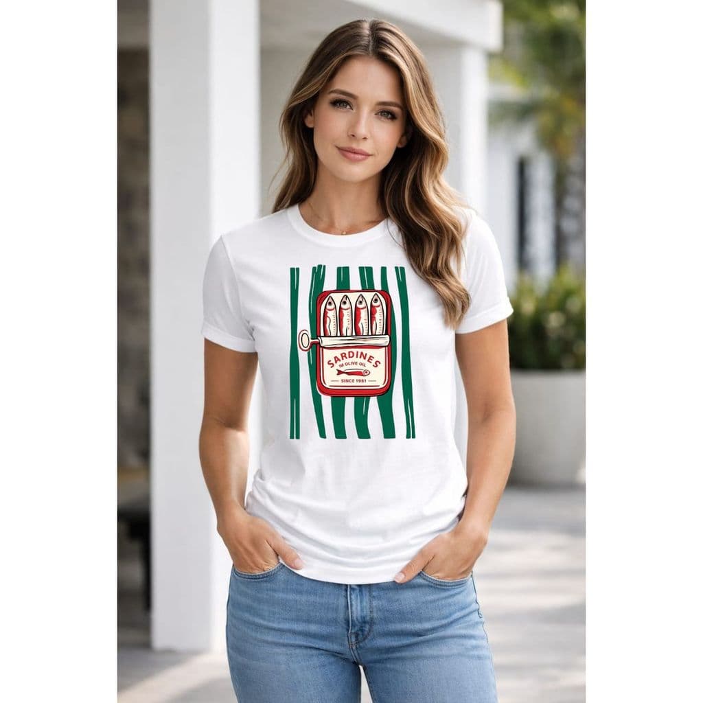 Camiseta Feminina Básica Lata de Sardinha 100% Algodão Blusinha feminina Confortável e Moderna