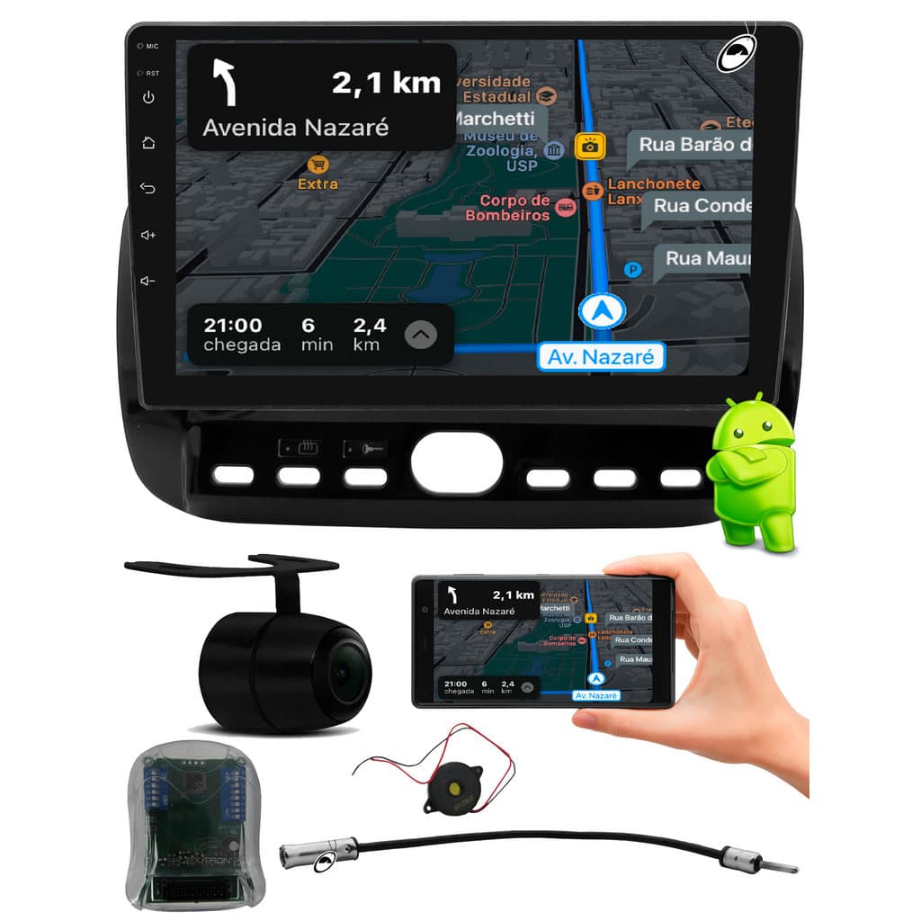 Multimidia 9" Android Punto 2012 a 2016 Linea 2015 2016 AndroidAuto Carplay Câmera Interface Volante