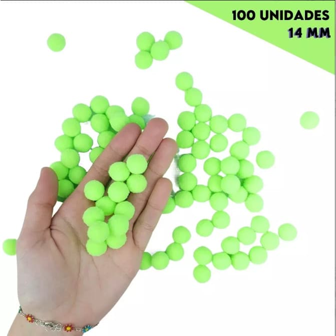Pompom Verde Limão 14mm cor 225 pacote com 100 und -NYBC