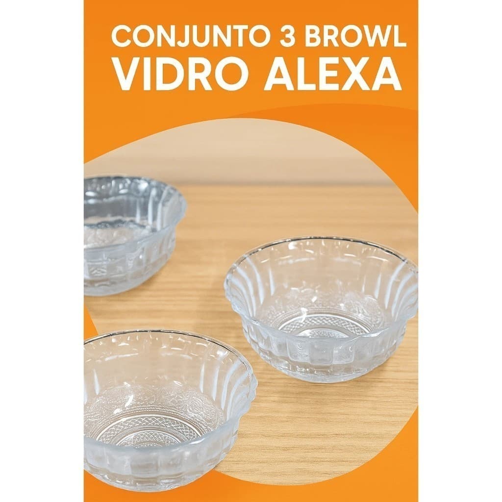 Conjunto 3 Potes Vidro Bowl Tampa Hermética Cozinha Mantimentos Refratário