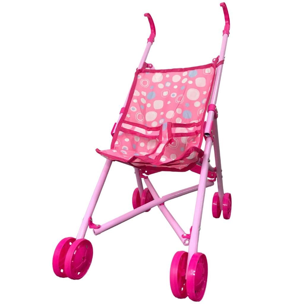 Carrinho Para Boneca Infantil Dobrável Rosa Barato Estampa Sortida