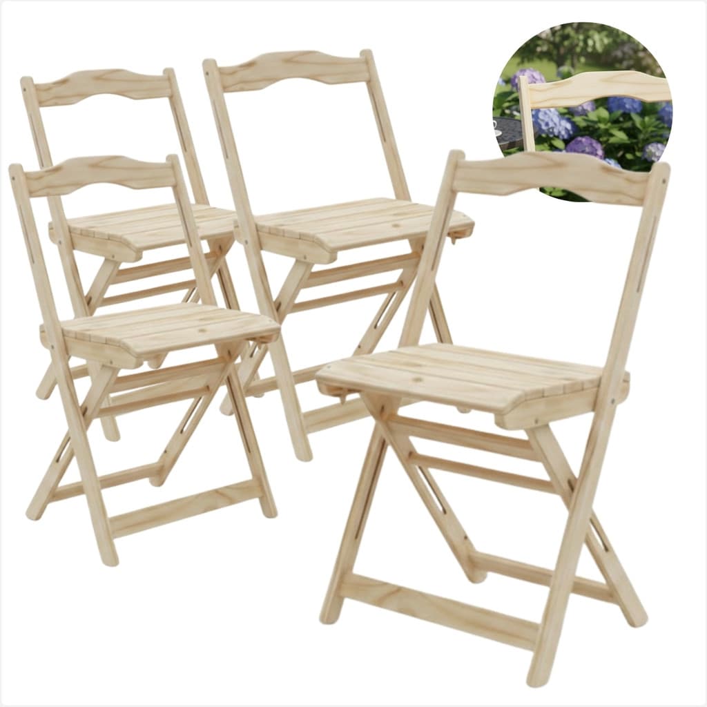 Jogo Cadeiras Dobrável Madeira Pinus Bar Restaurante Kit Área Gourmet Jardim Varanda Lazer Bistrô Madeira Crua