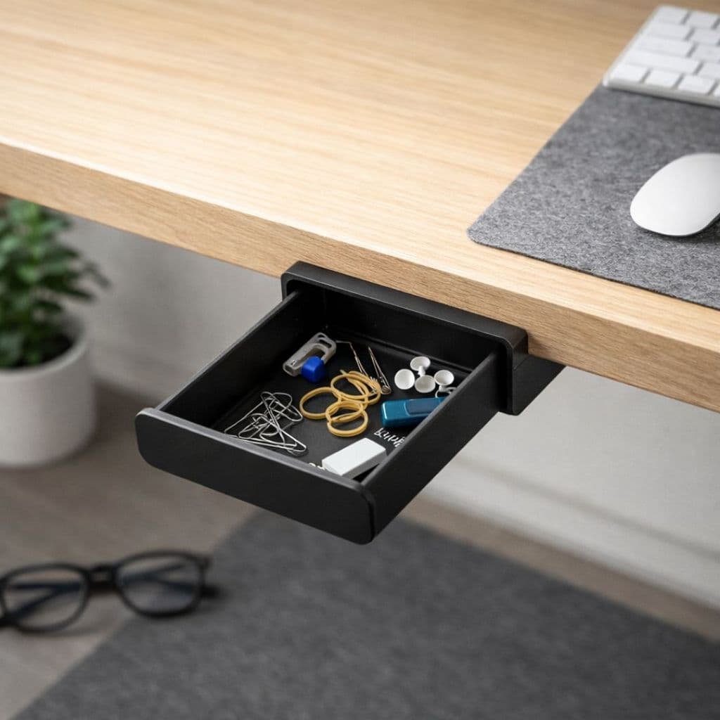 Gaveta Organizadora Adesiva Minimalista Para Mesa Secreta Compacta Clean Discreta Porta Trecos