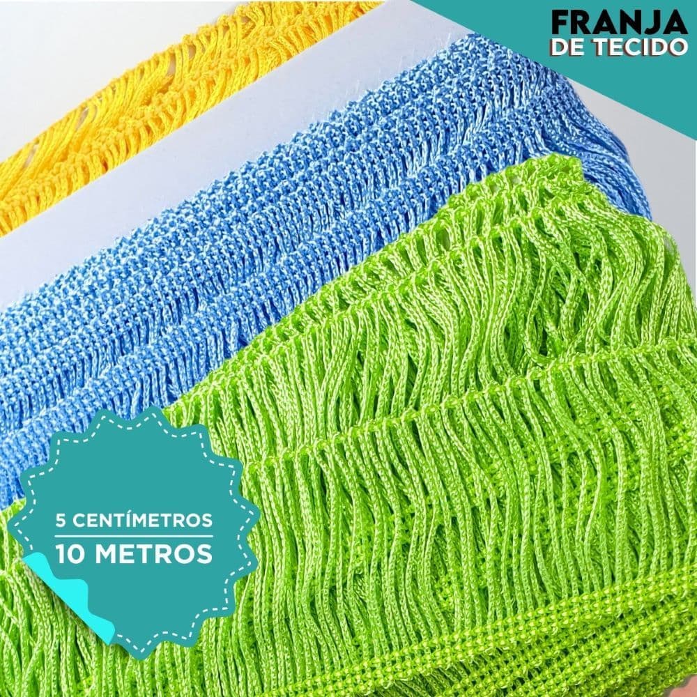 Franja de Tecido 5cm – Rolo com 10 Metros | Diversas Cores para Artesanato e Decoração