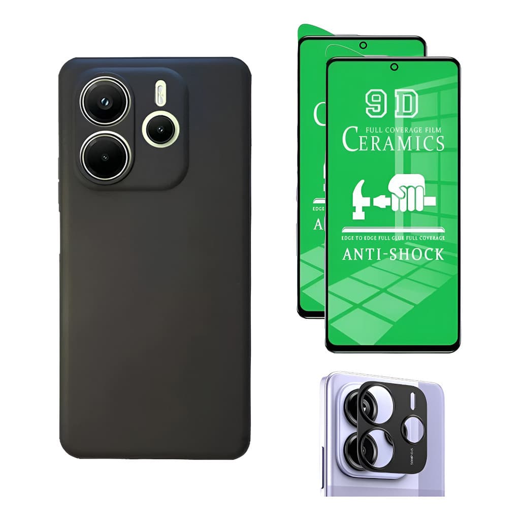 Capa Aveludada + 2x Pelicula 9D Ceramica + P Cam P/ Xiaomi Note 14 5g