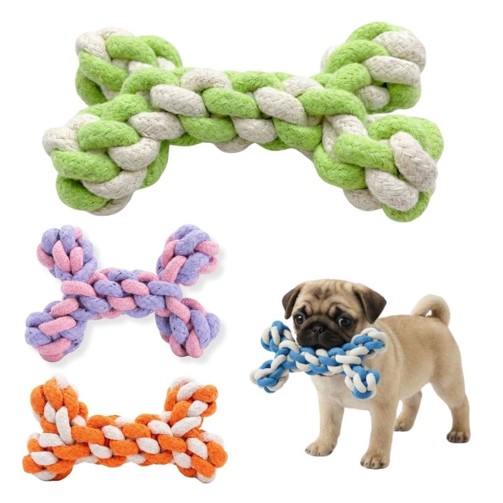 Mordedor Pet Super Resistente Corda Trançada Anti Estresse Não Rasga Fácil – Ideal para Filhotes e Porte Médio