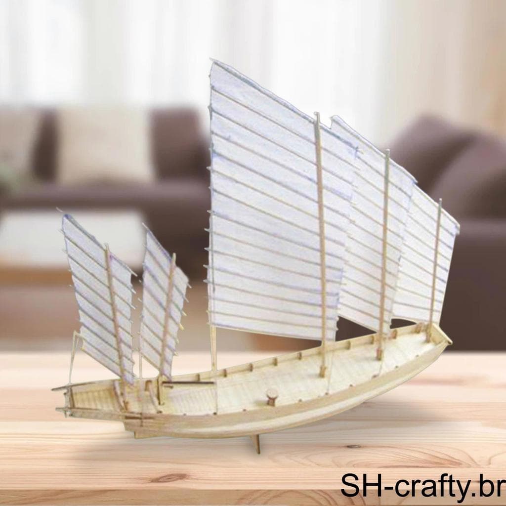 Kit De Navio De Veleiro De Madeira Montado Decoração 1 : 80 Ornamentos Para Exibição