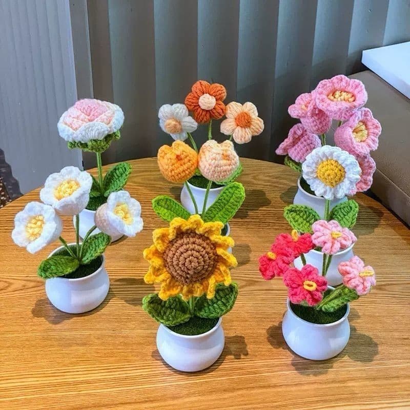 Flores e Plantas Artificiais de Crochê - Diversos Modelos Artesanais para Decorar com Elegância e Estilo