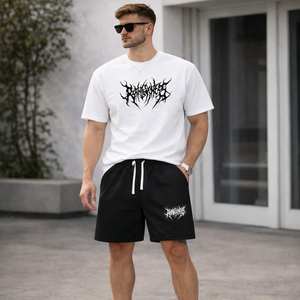 Conjunto Masculino Short e Camiseta Moda Praia Verão Estampada Casual Academia Lazer Streetwear Tactel e Algodão