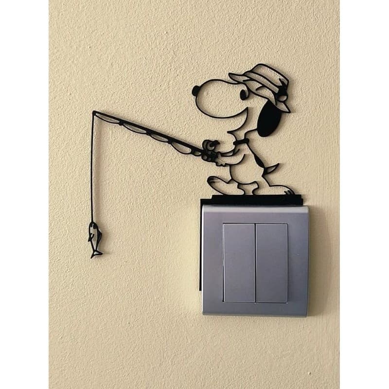 Aplique Decorativo Snoopy em PLA para Interruptor de Luz | Enfeite Criativo de Parede/sala/quarto/banheiro/infantil