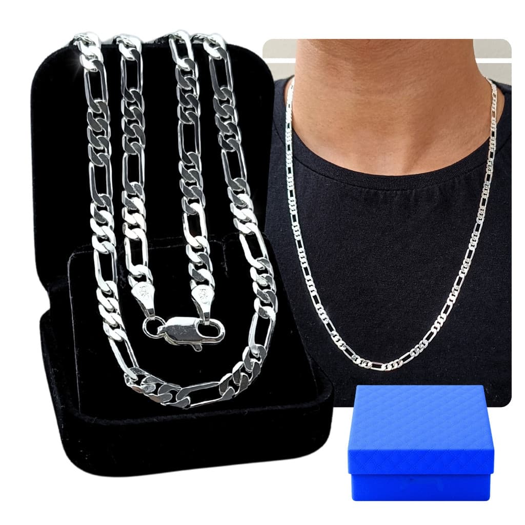 Corrente Colar Masculina Grumet 5mm Prata 925 Escamado 3x1 Premium 70cm Italian Original Fininha