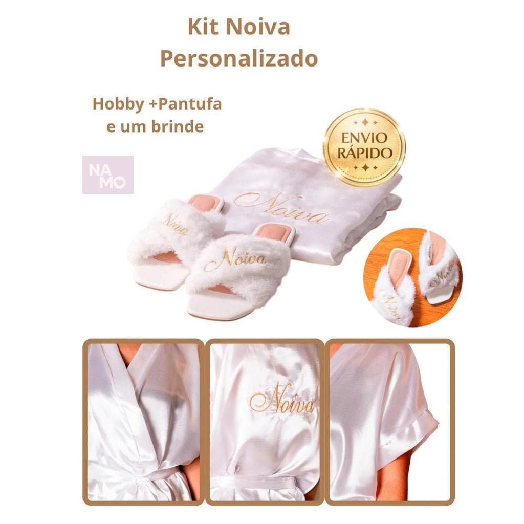 Kit Robes Branco Noiva com Pantufas Trançada Branco Noiva – Conjunto Completo para Noivas e Madrinhas