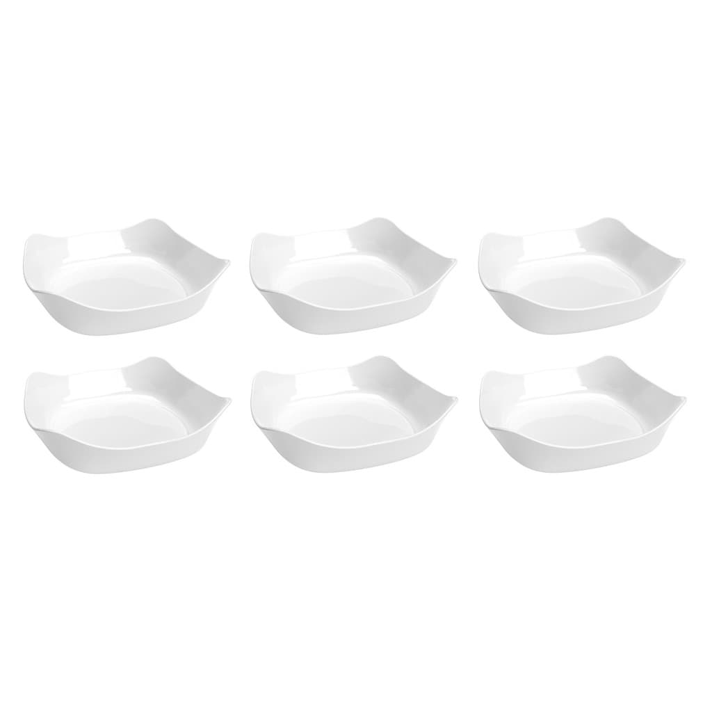 Kit 6 Assadeiras Travessas Opaline 1,2L Quadrada Refratária Vidro Branco Resistente