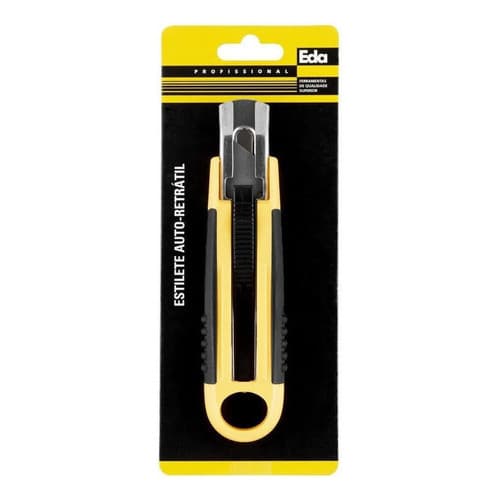 Estilete Auto Retrátil Cabo Emborrachado Corte Seguro 14cm