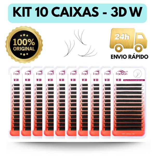 Kit 10 Caixas Cílios 3D Fadvan Extensão de Cilios Alongamento Fio a Fio Volume Egipcio Tecnologico no Brasil