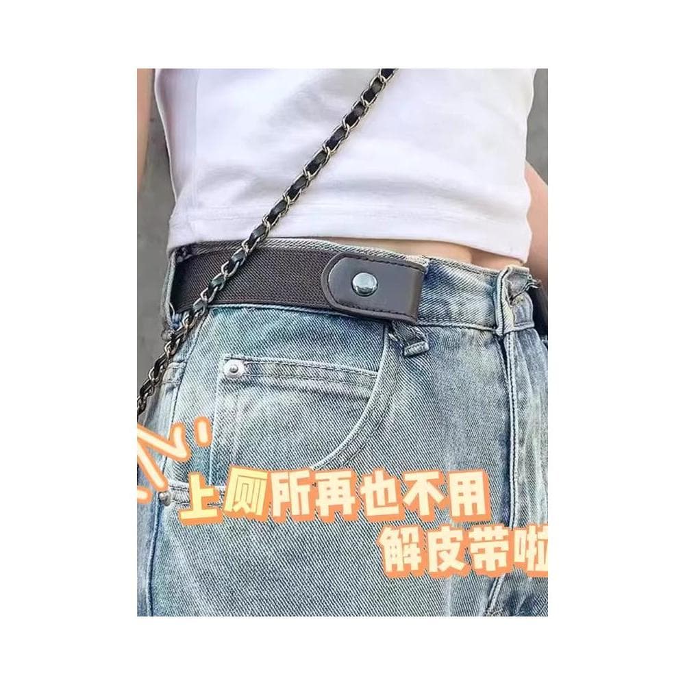Cinto preguiçoso engrossado Jeans ajustável elástico de cintura estreita ferramenta útil invisível sem marcação sem cint